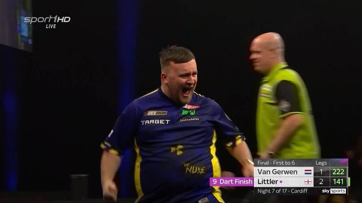 Luke Littler cheered his 9-darter in the final against van Gerwen