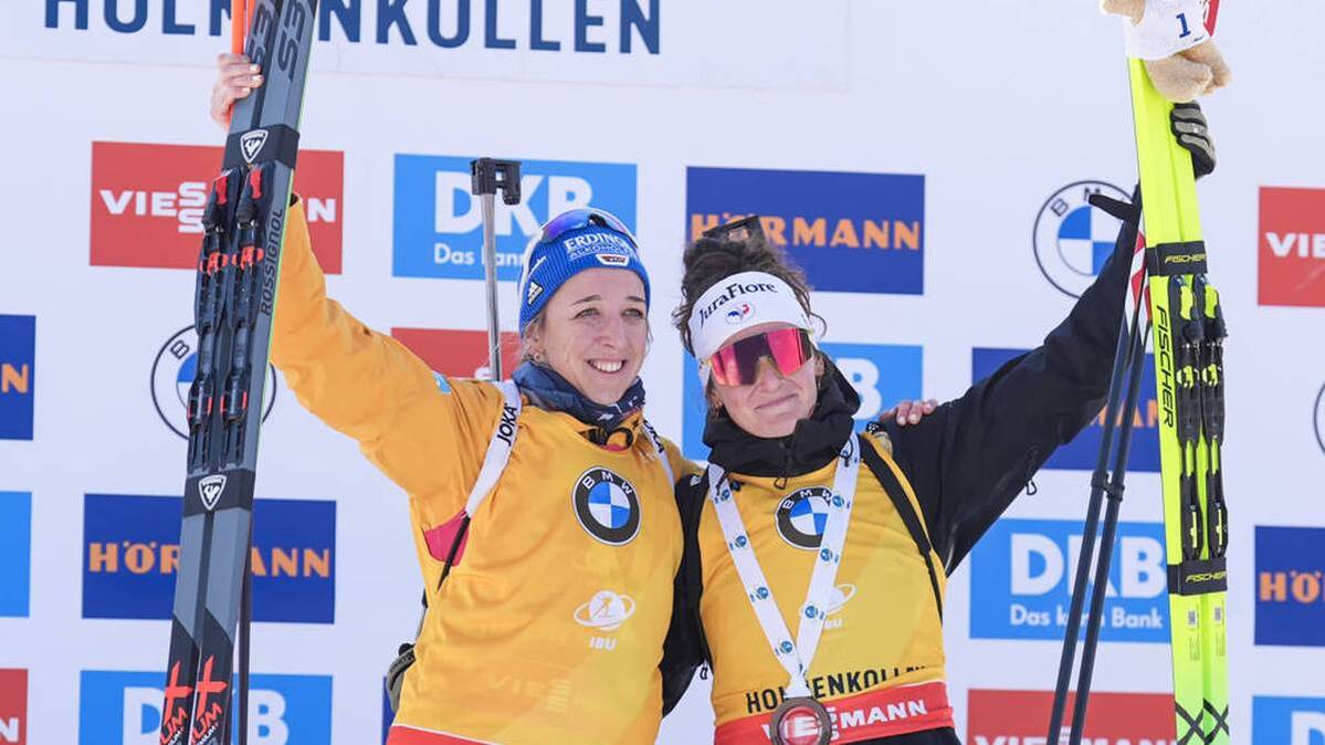 Franziska Preuß (left) won the overall World Cup