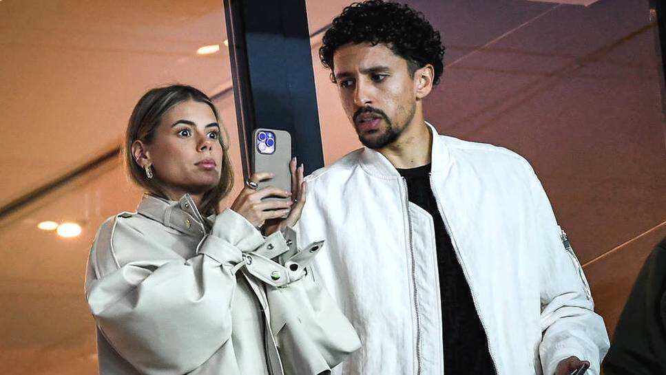 Marquinhos with his wife Carol Gabrino