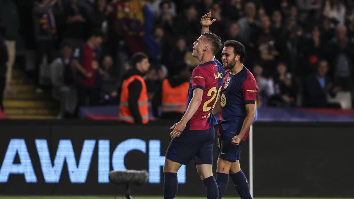 Dani Olmo (left) shot FC Barcelona to victory