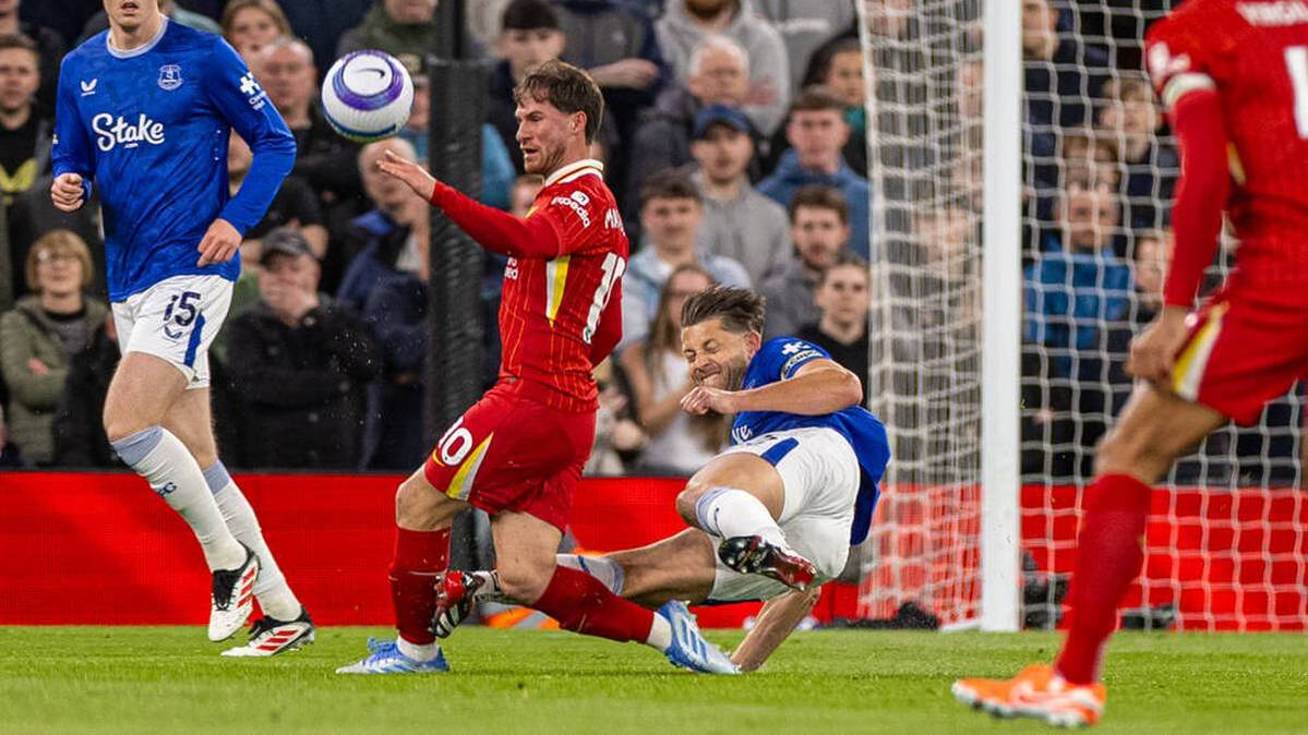 James Tarkowski foul Liverpools Alexis Mac Allister in a bad way