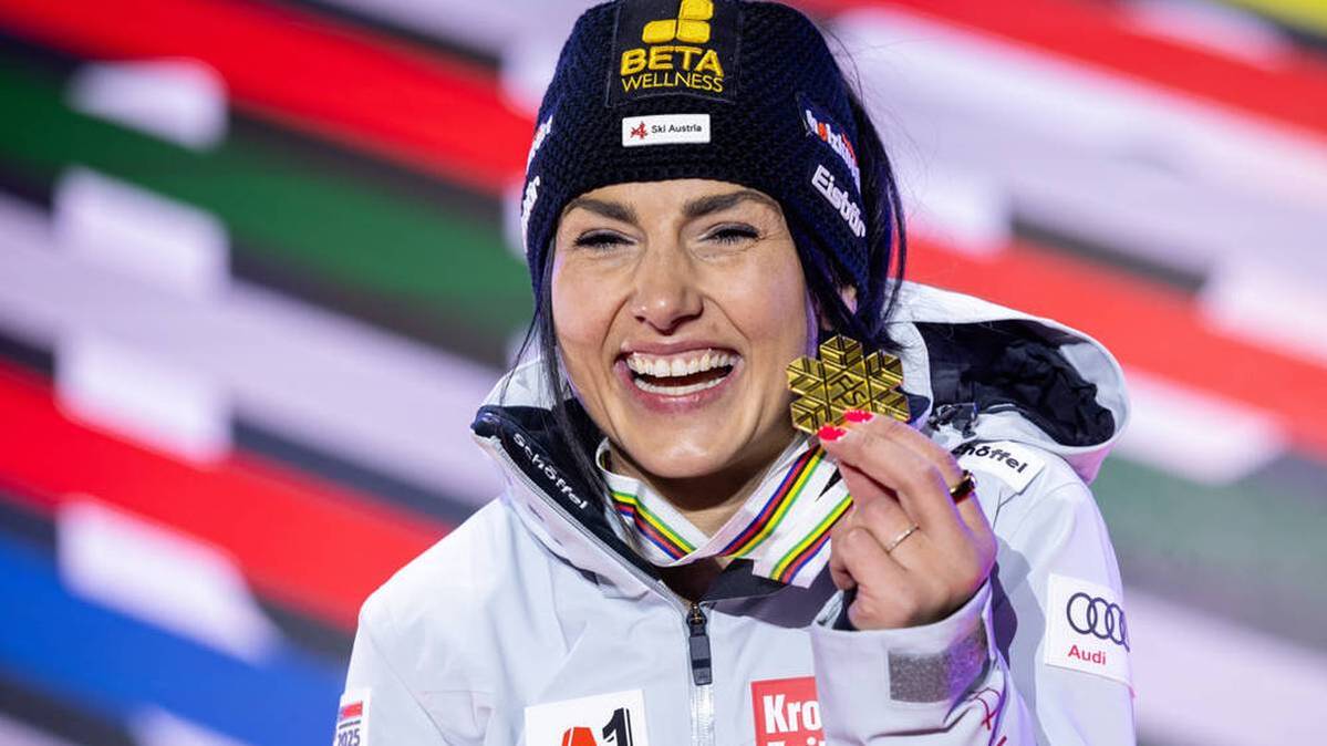 Stephanie Venier won gold at the World Cup in Saalbach in the Super-G