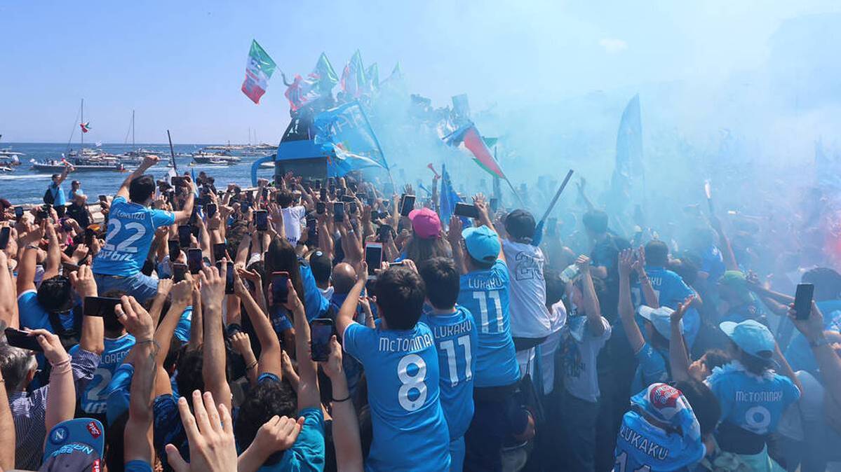 The Napoli fans celebrate the new Italian champion