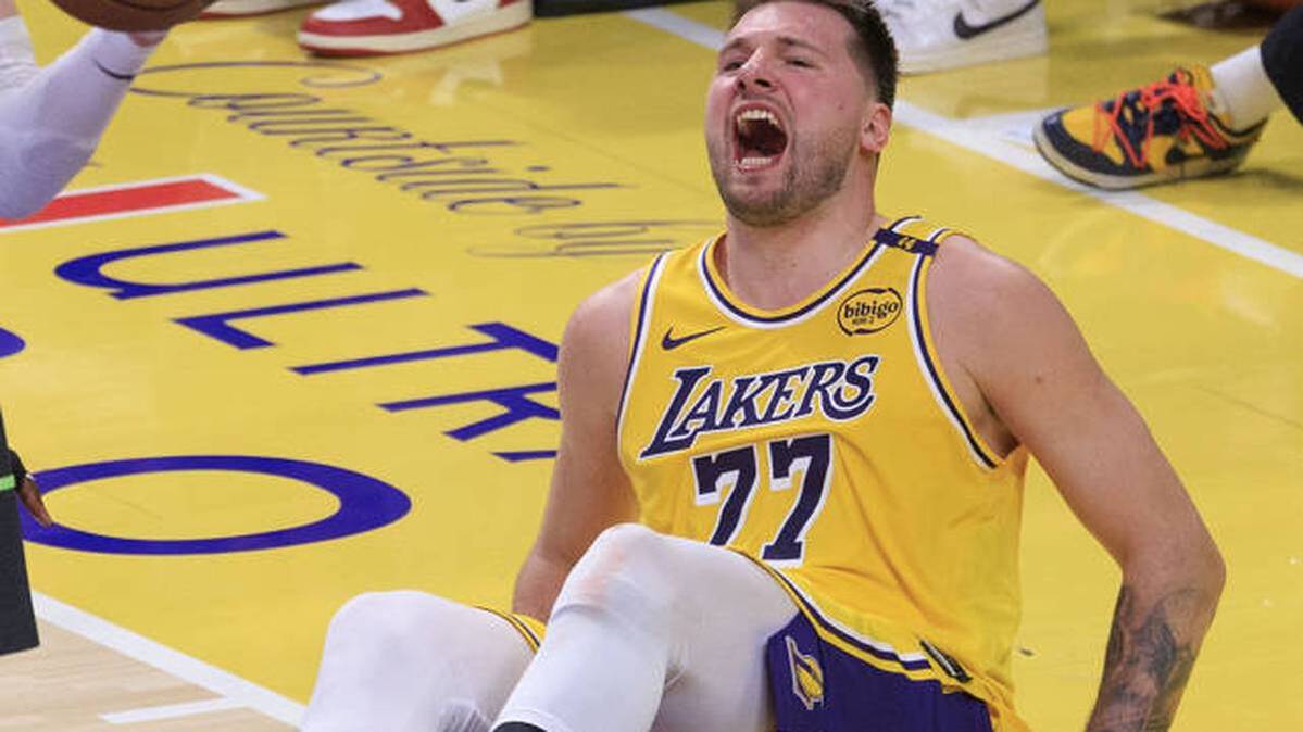 Lakers superstar Luka Doncic cried out after a fall