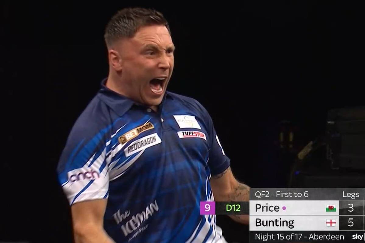 Darts star Gerwyn Price plays the perfect leg in the Premier League. It is not the first for the Welsh.