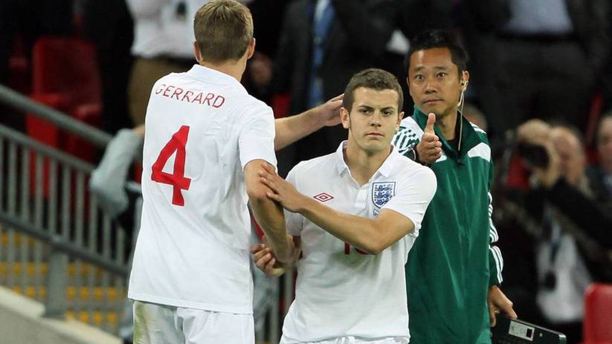 Jack Wilshere celebrated his debut for England in 2010
