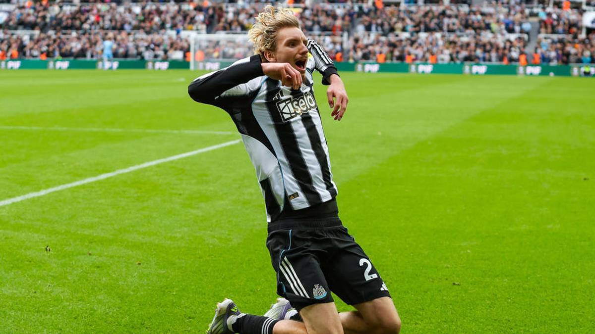 Nick Woltemade celebrates his penalty goal against Nottingham Forest