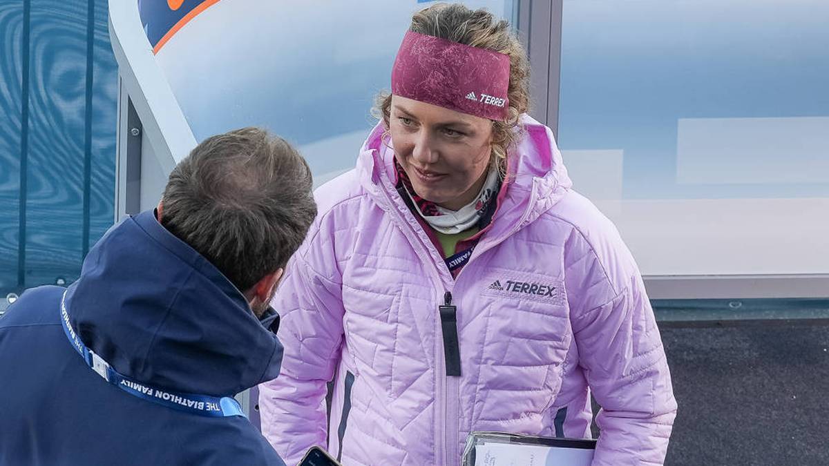 Laura Dahlmeier at her work as a TV expert