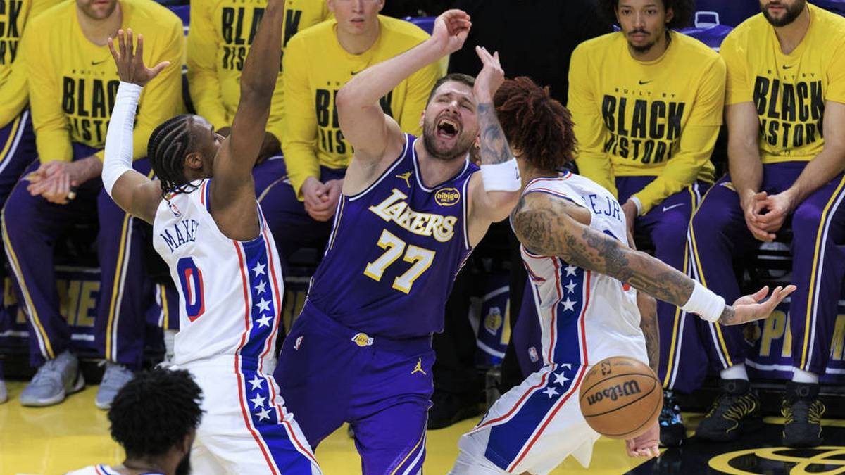 Luka Doncic in a duel with the Sixers